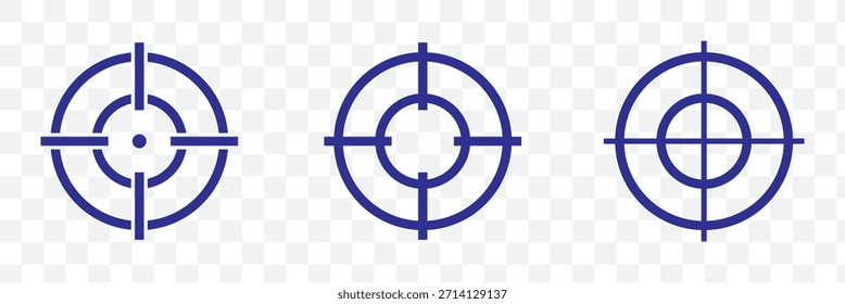 Colección negra del icono de la puntería. Conjunto de iconos de vista negra. Iconos de pistola de puntería eps 10