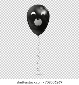 Black air balloon with emotion scream isolated on transparent background.