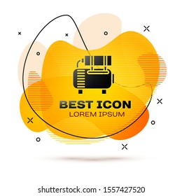 Black Air compressor icon isolated on white background. Abstract banner with liquid shapes. Vector Illustration