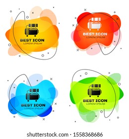 Black Air compressor icon isolated on white background. Set abstract banner with liquid shapes. Vector Illustration
