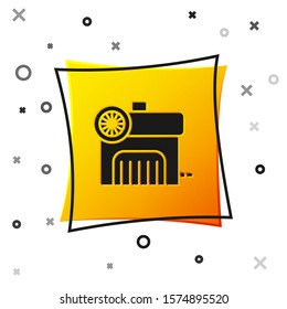 Black Air compressor icon isolated on white background. Yellow square button. Vector Illustration