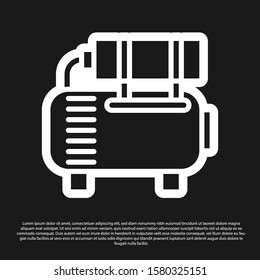 Black Air compressor icon isolated on black background.  Vector Illustration