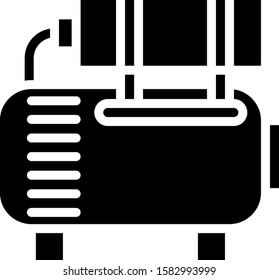 Black Air compressor icon isolated on white background.  Vector Illustration