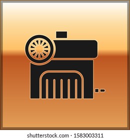Black Air compressor icon isolated on gold background.  Vector Illustration