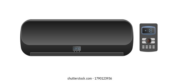 Black air conditioner 3d. Realistic air conditioner vector. Isolated on white background.