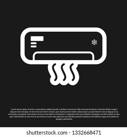 Black Air conditioner with fresh air icon isolated on black background. Split system air conditioning sign. Cool and cold climate control system. Vector Illustration