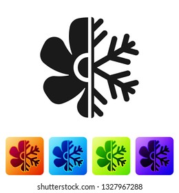 Black Air conditioner icon isolated on white background. Set icon in color square buttons. Vector Illustration
