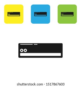 Black Air conditioner icon isolated on white background. Split system air conditioning. Cool and cold climate control system. Set icons colorful square buttons. Vector Illustration