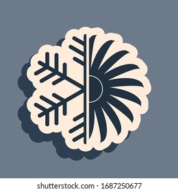 Black Air conditioner icon isolated on grey background. Long shadow style. Vector Illustration