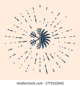 Icono de acondicionador de aire negro aislado en el fondo beige. Resumen de puntos aleatorios de círculo. Ilustración vectorial