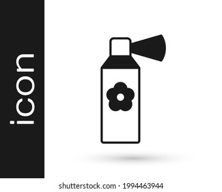 Black Air freshener spray bottle icon isolated on white background. Air freshener aerosol bottle.  Vector