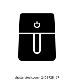 Black Air fryer simple solid icon vector. Fried bakery. Food to cook. Healthy chip-based foods. Kitchen vector