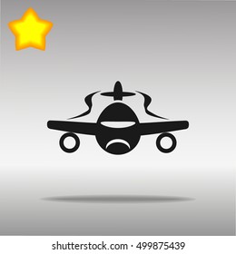 black air Plane Icon button logo symbol concept high quality on the gray background
