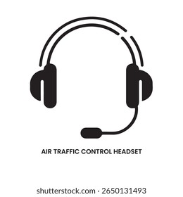 Black Air Traffic Control Headset Icon headphones aviation