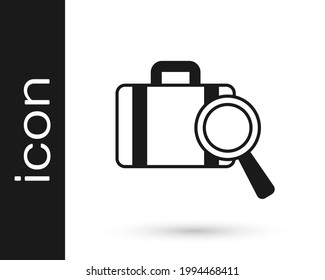 Black Airline service of finding lost baggage icon isolated on white background. Search luggage.  Vector