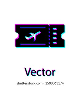 Black Airline ticket icon isolated on white background. Plane ticket.  Vector Illustration