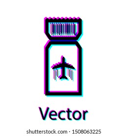Black Airline ticket icon isolated on white background. Plane ticket.  Vector Illustration