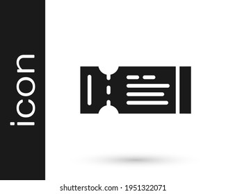 Black Airline ticket icon isolated on white background. Plane ticket.  Vector