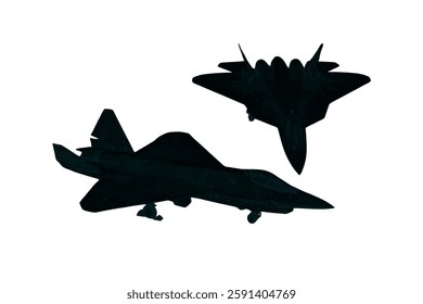 Black airplane icon collection. Set of black plane silhouette icon. Aircraft, plane, airplane, jet icon collection Fighter Jet Vector Icon or Black Fighter Jet