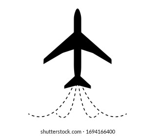 Black airplane icon isolated on white background. Simple flat pictogram for web. Vector eps10 stock illustration