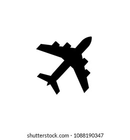 Black airplane icon. Jetliner simple symbol illustration