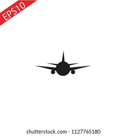 black airplane icon with shadow. isolated on gray background. flat style trend modern logo design vector illustration. eps 10.