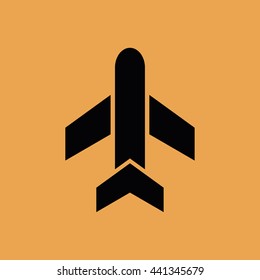 Black airplane icon vector
