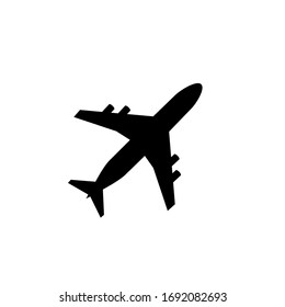 black airplane illustration for icon or symbol