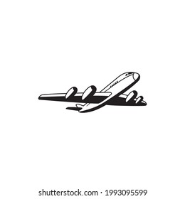 Black airplane illustration for travel design