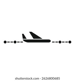 Black airplane landing icon silhouette vector with flat minimalist design for airport graphic illustration. Modern, professional, and editable