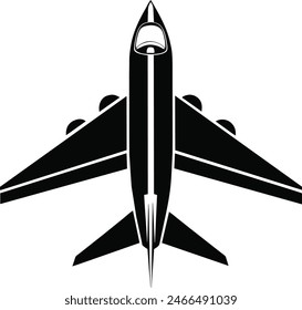 Black Airplane Silhouette, Clean Design