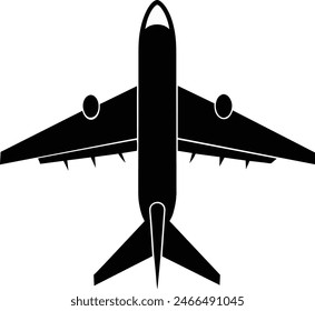 Black Airplane Silhouette, Clean Design