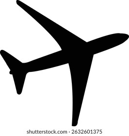 Black Airplane Silhouette Icon Isolated on White Background