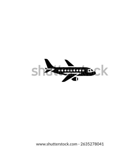  Black Airplane Silhouette Icon – Solid Passenger Jet Symbol for Travel, Airline, and Aviation Use