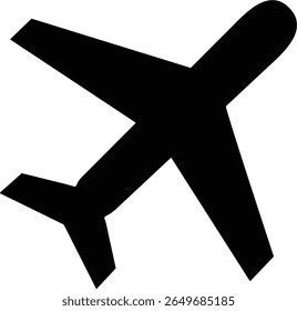Black Airplane Silhouette Vector on White Background