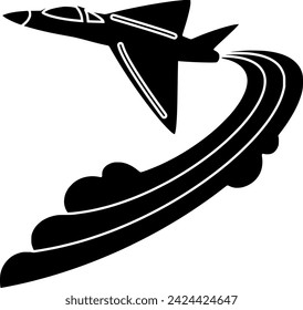 black airplane silhouette or vehicle logo flat illustration for vacation and tourist