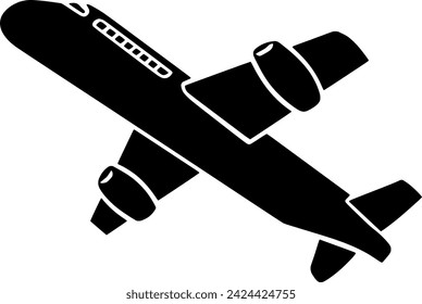 black airplane silhouette or vehicle logo flat illustration for vacation and tourist