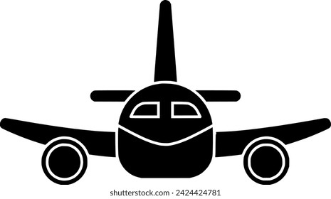 black airplane silhouette or vehicle logo flat illustration for vacation and tourist