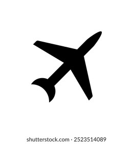 Black airplane symbol tilted to the right