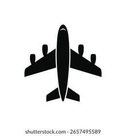 A black airplane with two wings icon vector
