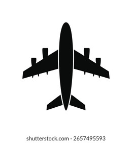 A black airplane with two wings icon vector