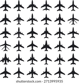 Aviões Pretos na Visão de Formação em Grade