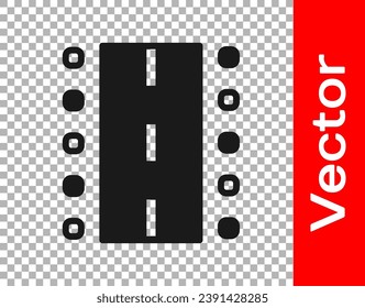 Black Airport runway for taking off and landing aircrafts icon isolated on transparent background.  Vector
