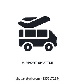 black airport shuttle isolated vector icon. simple element illustration from transportation concept vector icons. airport shuttle editable logo symbol design on white background. can be use for web