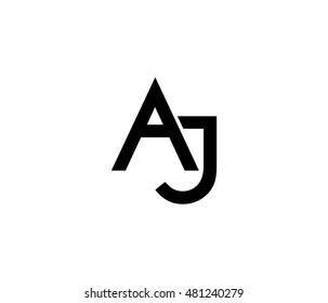 black aj initial letter linked uppercase logo