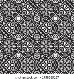 Black Ajrak pattern background, vector illustration