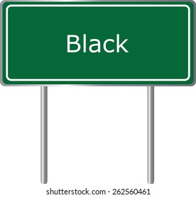 Black, Alabama, road sign green vector illustration, road table, USA city