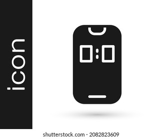Icono de la interfaz del smartphone de la aplicación de reloj de alarma negra aislado en fondo blanco.  Vector