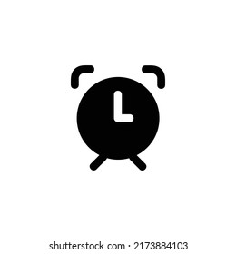 Diseño del icono del reloj de alarma negro aislado en fondo blanco