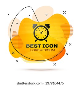 Black Alarm clock icon isolated on white background. Wake up, get up concept. Time sign. Fluid color banner. Vector Illustration